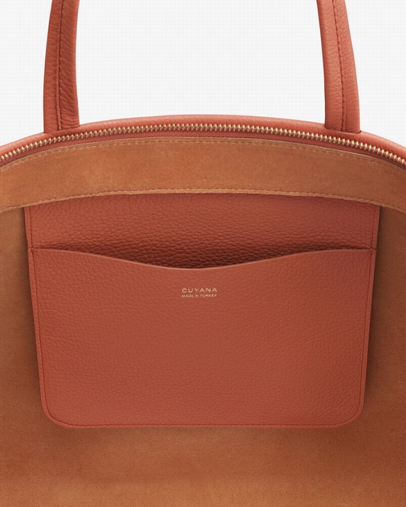 Cuyana Classic Easy Zipper Ženske Torbica Tote Crvene Smeđe | PIF744ST