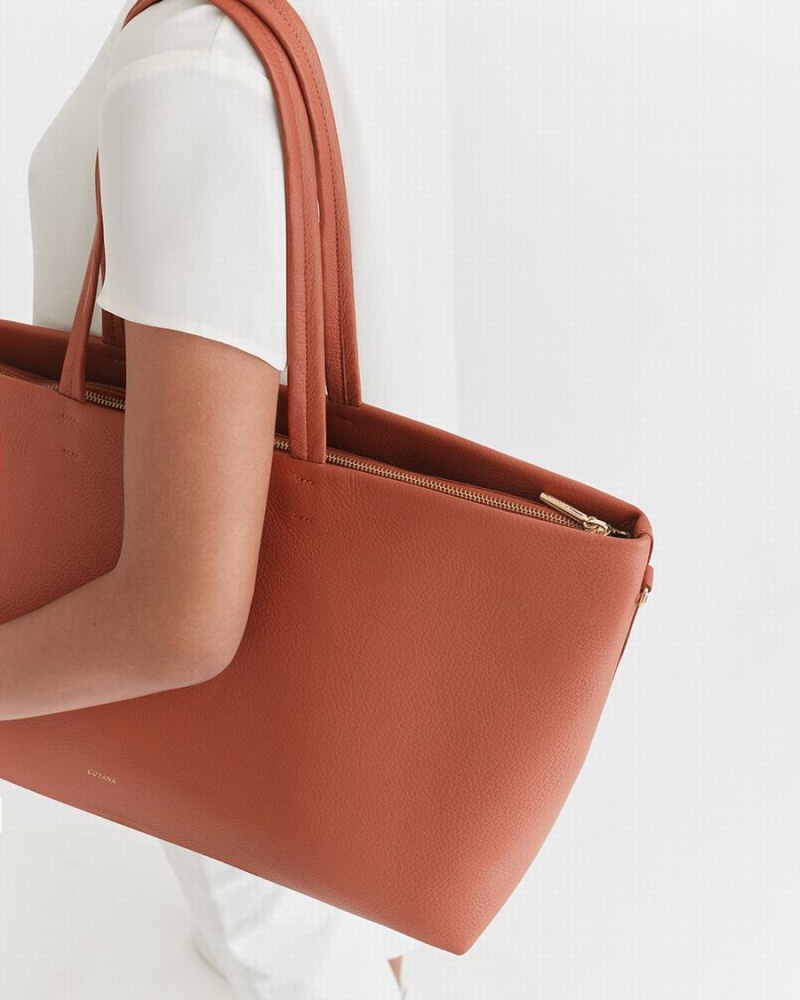 Cuyana Classic Easy Zipper Ženske Torbica Tote Crvene Smeđe | PIF744ST