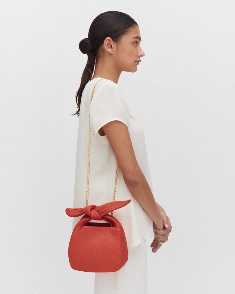 Cuyana Mini Bow Ženske Torbe za Rame Tamno Koraljne | KVX1545GD