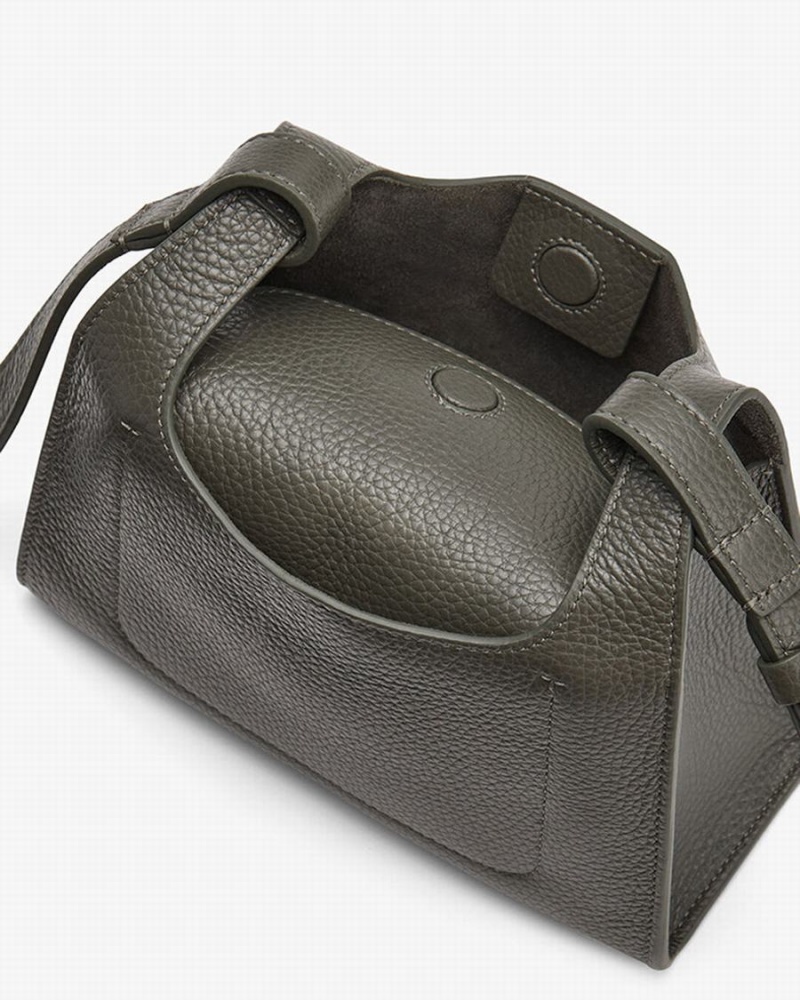 Cuyana Mini Double Loop Ženske Torbe za Rame Tamno Zelene | APF2942WF