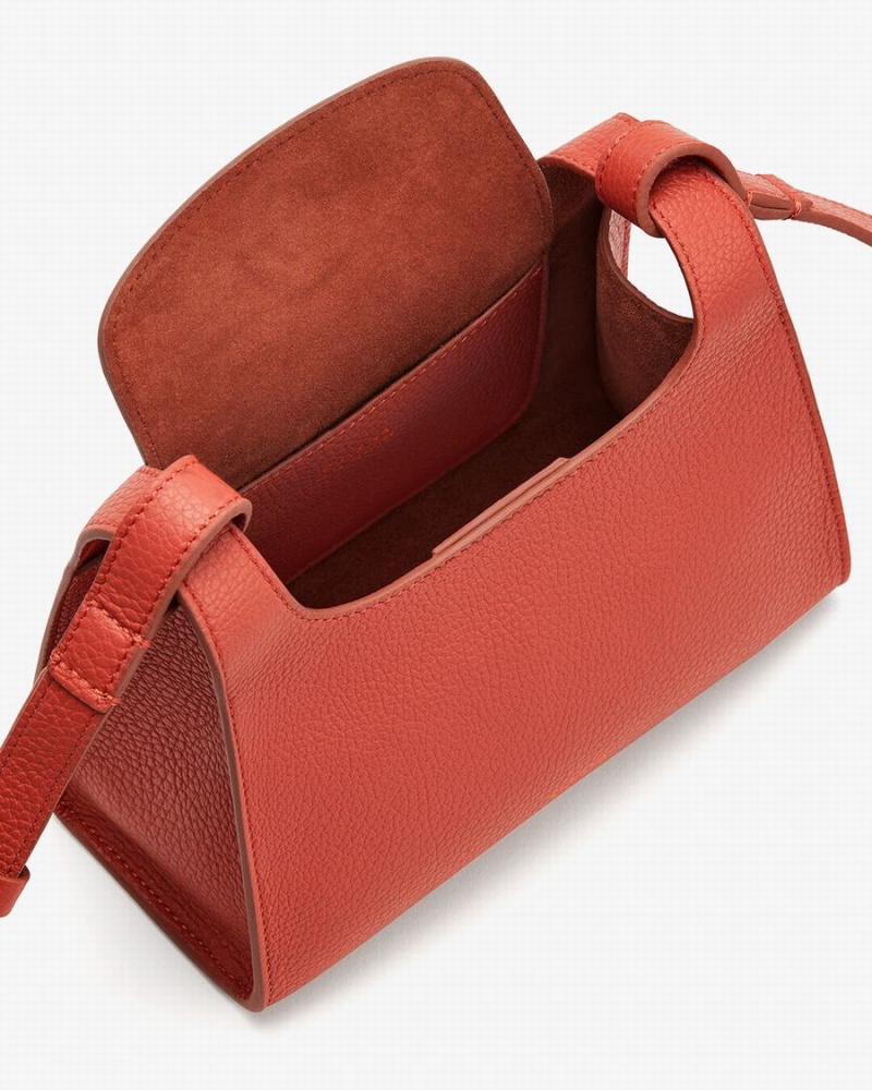 Cuyana Mini Double Loop Ženske Torbe za Rame Tamno Koraljne | VOO3054JF