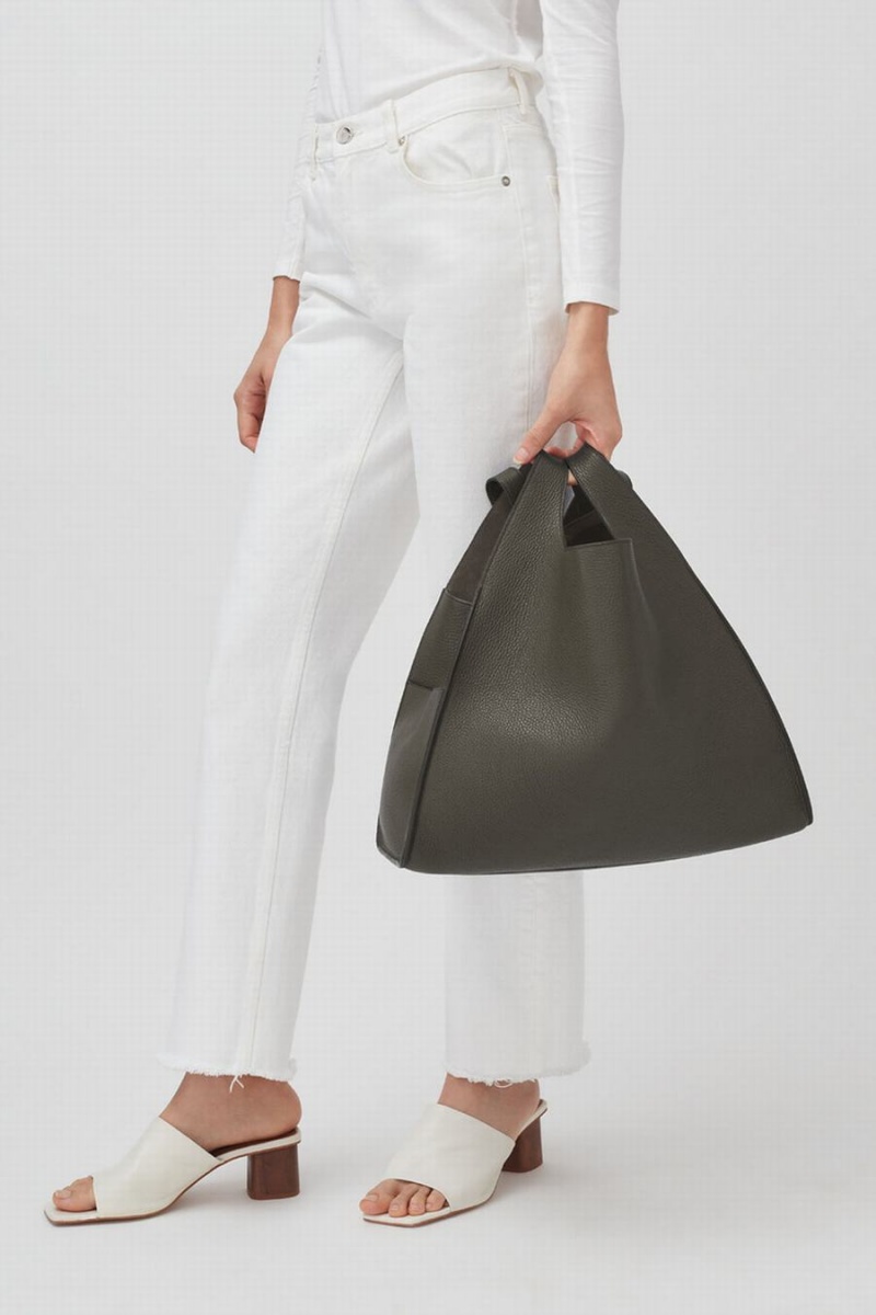 Cuyana Oversized Double Loop Ženske Torbe za Rame Tamno Zelene | CXL9088TS